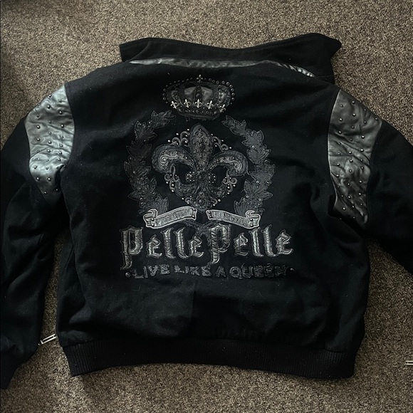 Pelle Pelle Men’s Black and Silver Embellished Jacket